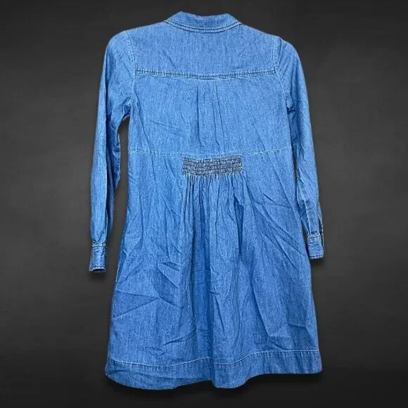 Whistles Dress Button Front Closure Long Sleeve Lightweight Denim Blue Women's 0 - Picture 4 of 11